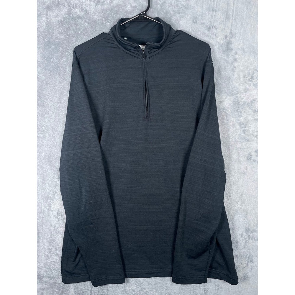 Criquet Mens Performance Quarter Zip Pullover Charcoal Black Textured Size Large